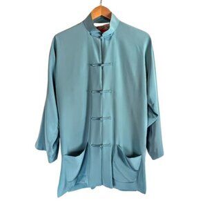 Shanghai Tang Aqua Blue Silk 5-Button Jacket NWOT